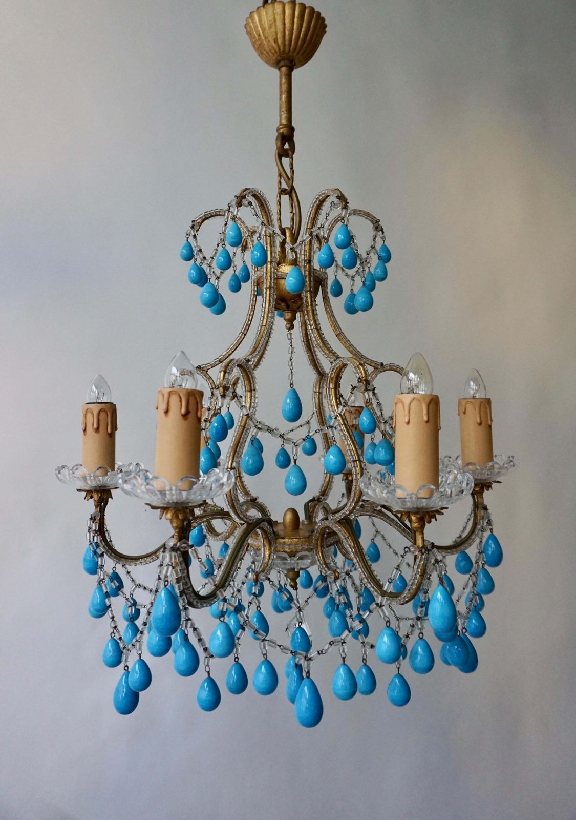 photo furniture Pair Of Elegant Italian Chandeliers With Turquoise Stone