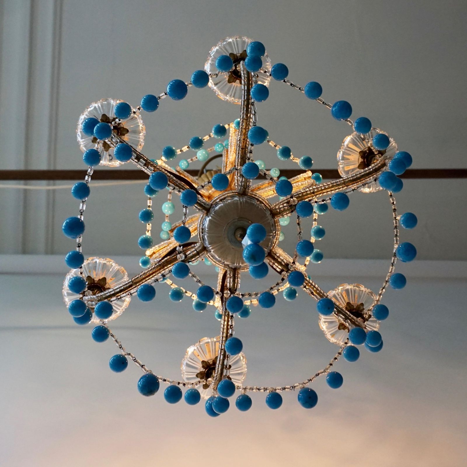 2975.0 Pair Of Elegant Italian Chandeliers With Turquoise Stone photo