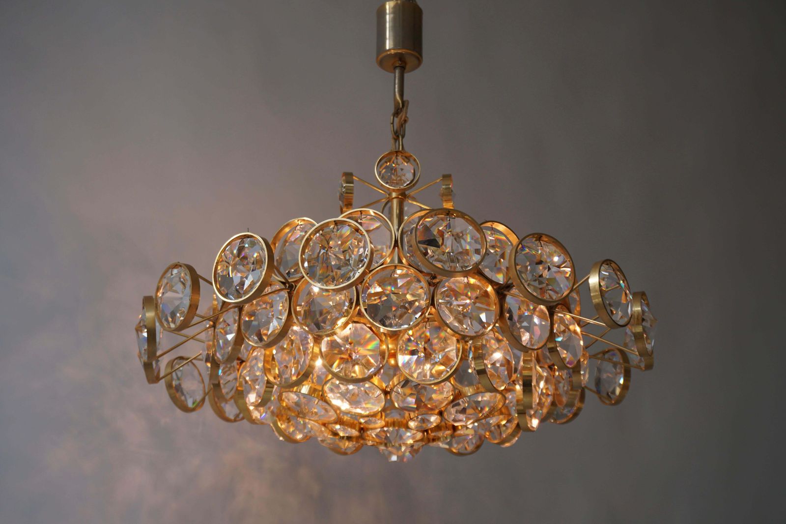 Crystal Glass "Palwa" Chandelier, Circa 1970s photo buy