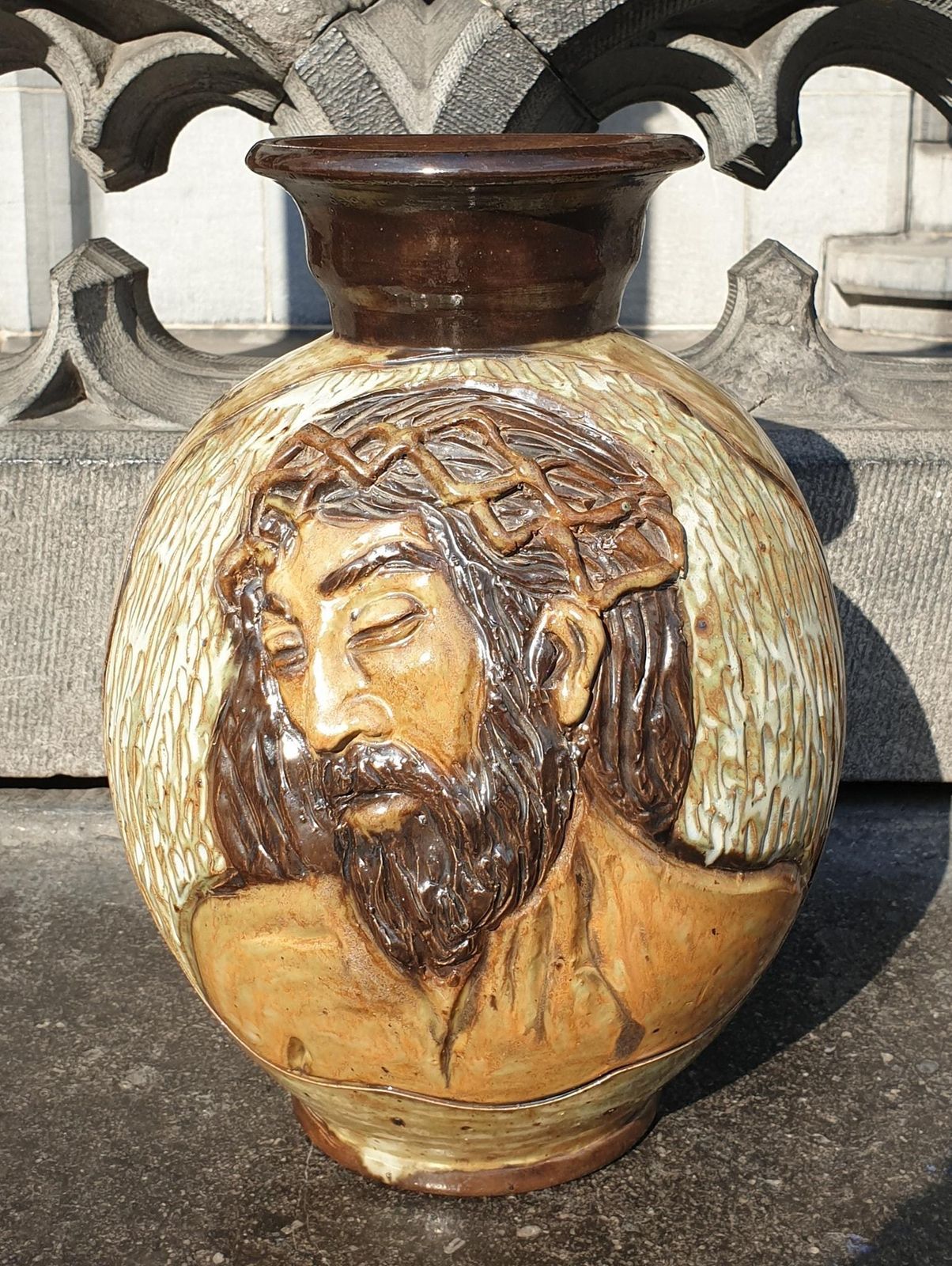 Ceramic Vase Of  Christ By Losson Belgium photo vinterior