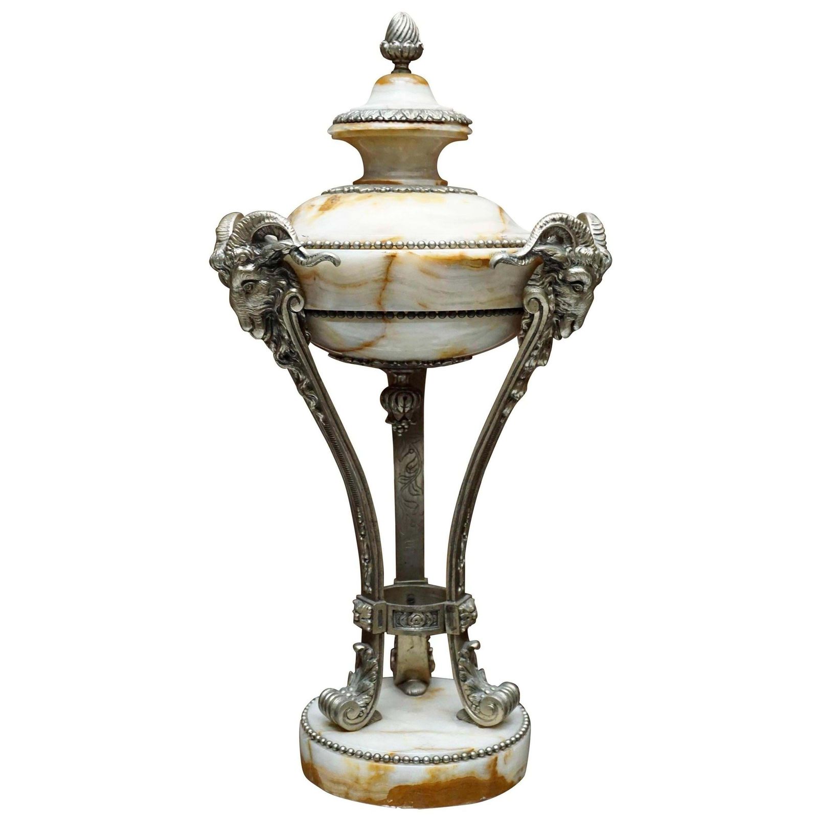 A Nice Pair Of Onyx And Silvered Bronze Ornamental Vases