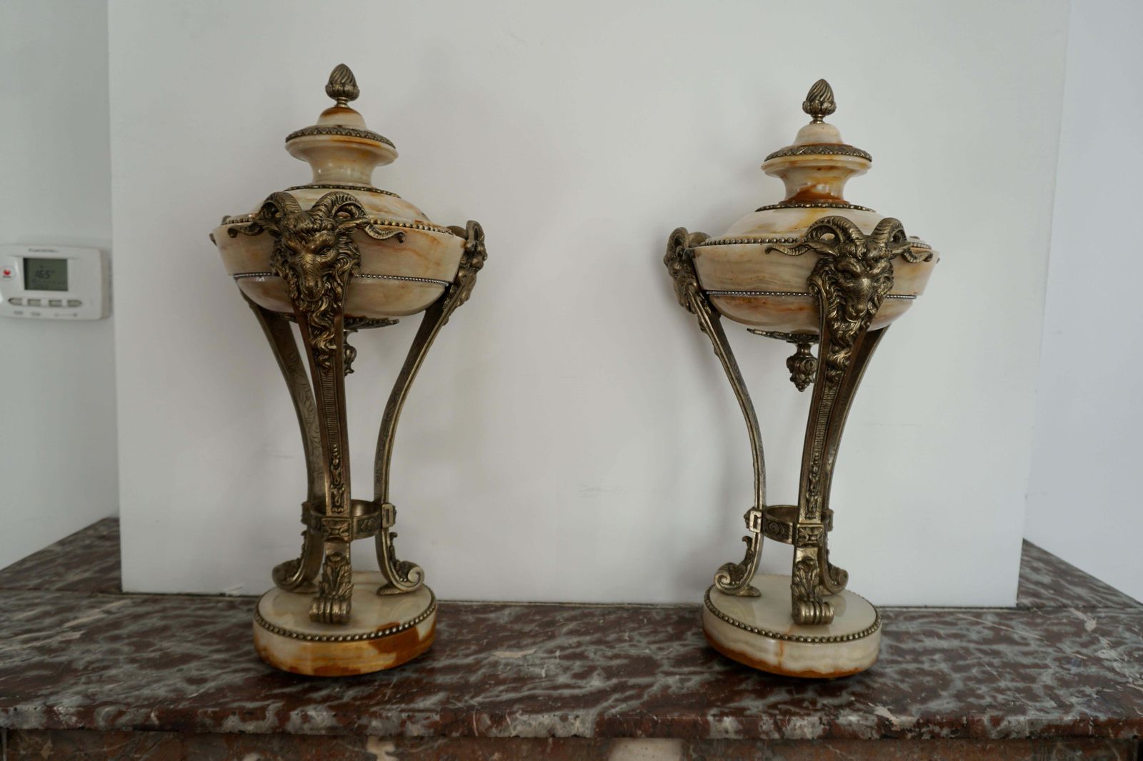 A Nice Pair Of Onyx And Silvered Bronze Ornamental Vases photo buy
