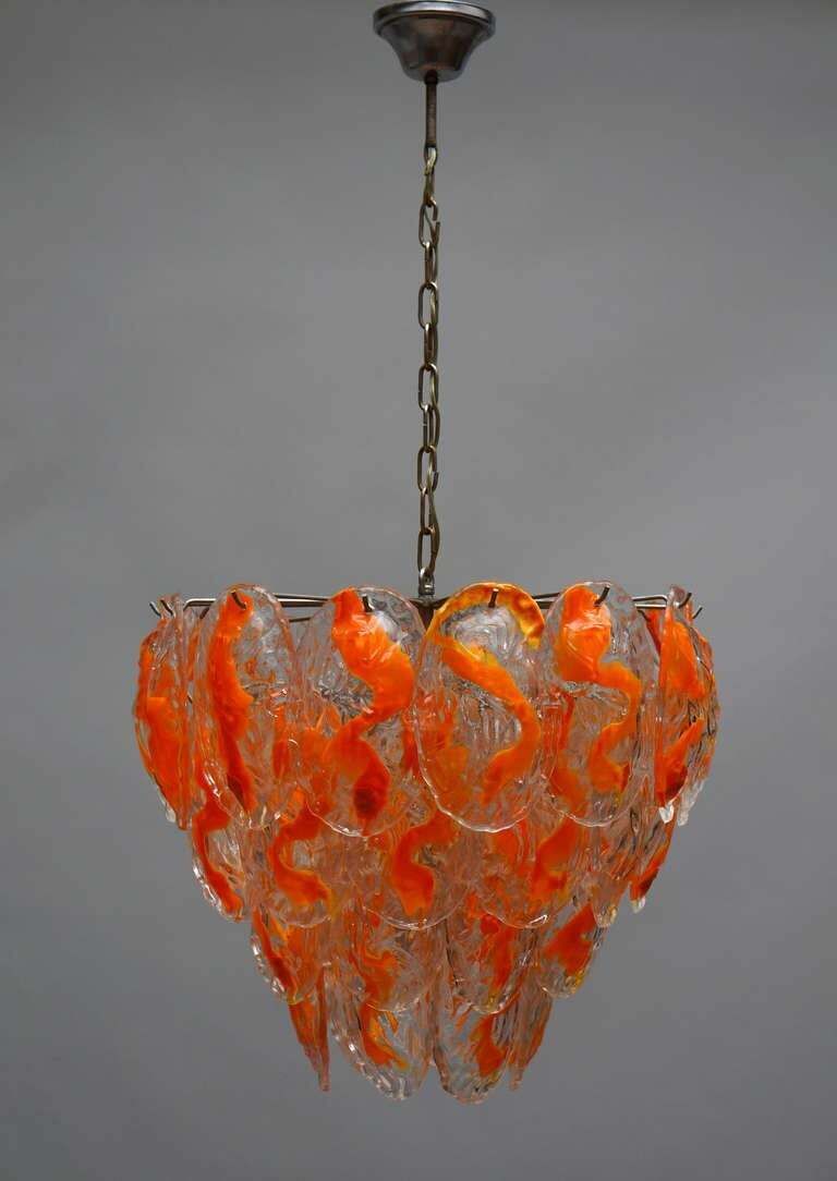 Large Murano Glass Chandelier With 40 Glass Leaves photo vinterior