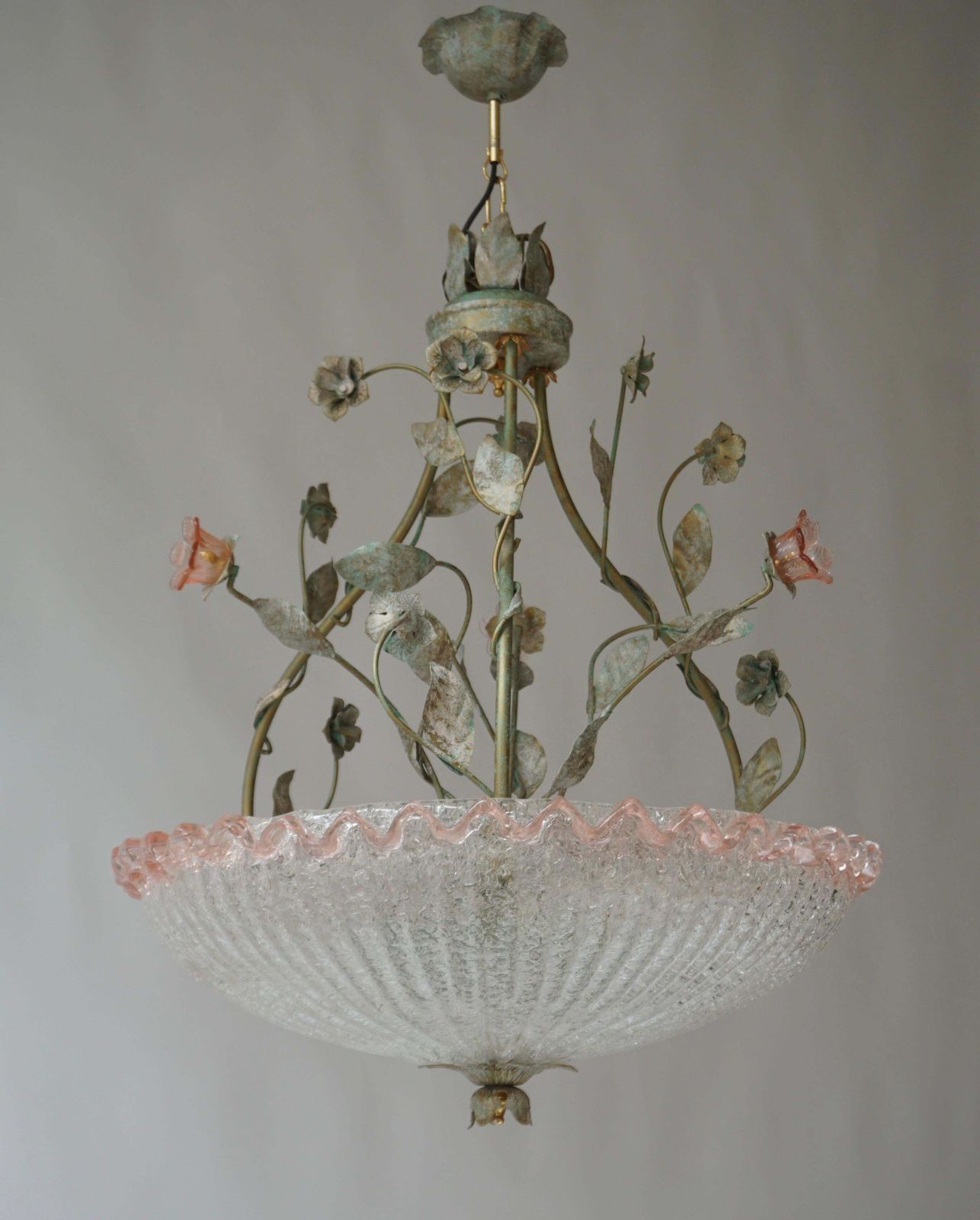 Italian Murano Glass Pink Flower Chandelier photo furniture