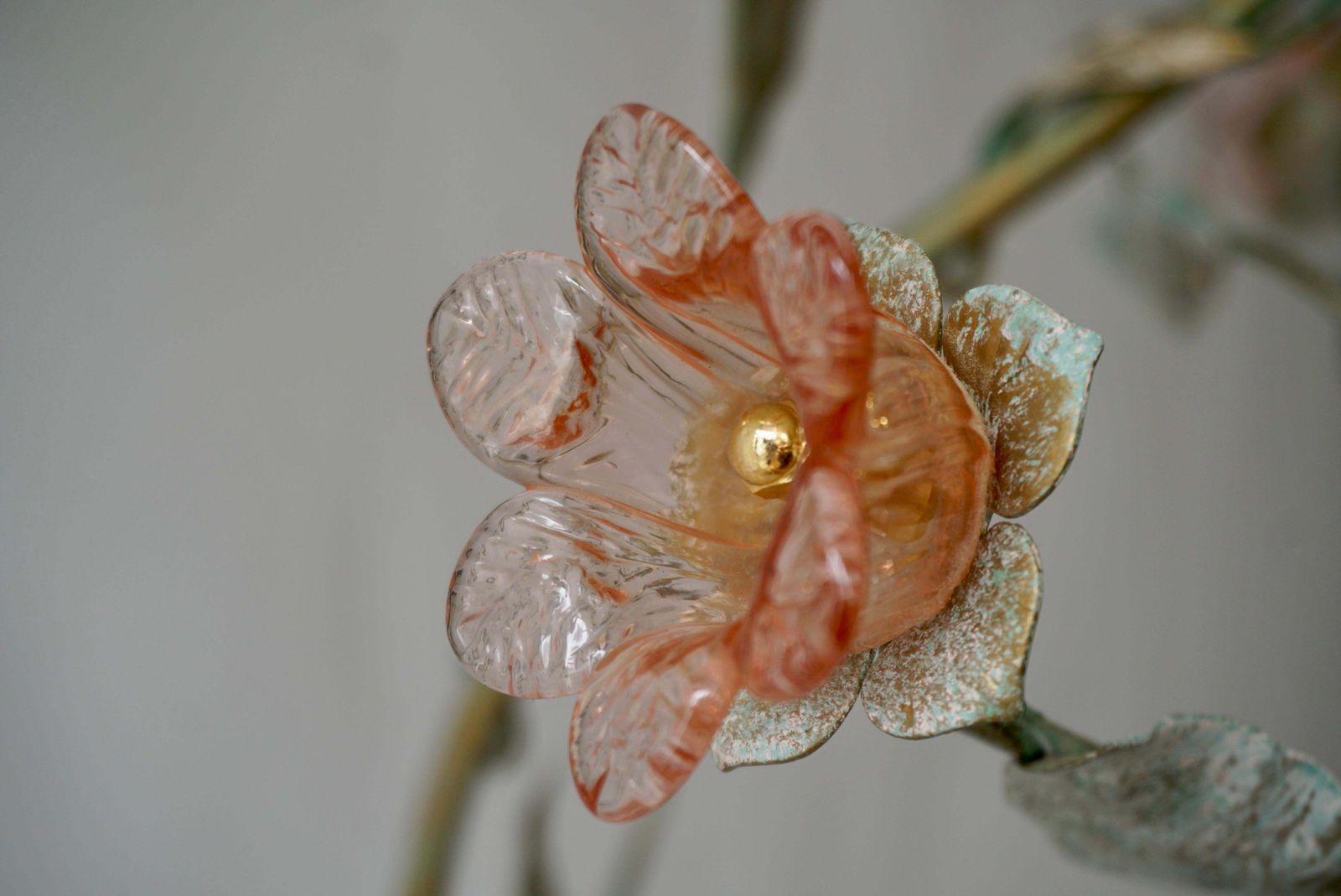 photo vintage Italian Murano Glass Pink Flower Chandelier