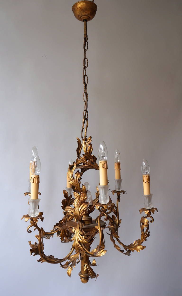 Gilt Wrought Iron Chandelier With Japanese Geisha In Crystal photo Lighting