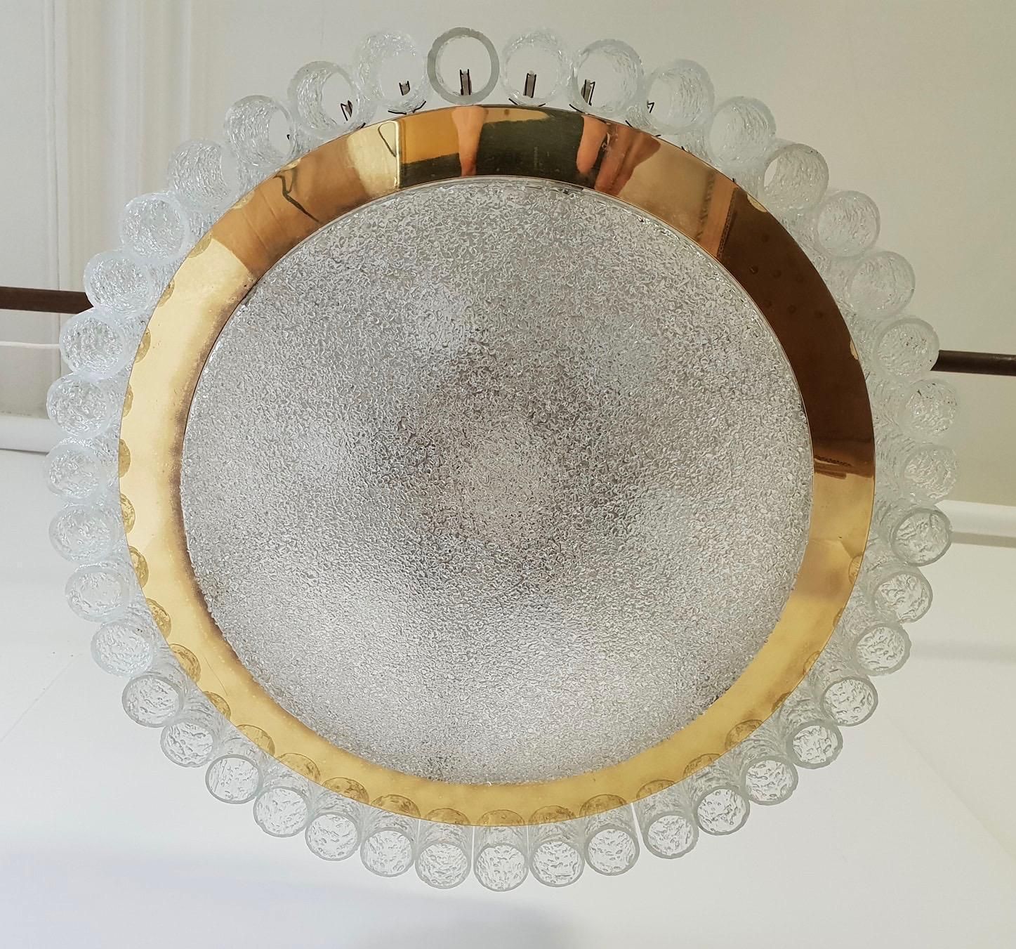 photo for sale Doria Glass Tube Chandelier With Brass Surround, Germany