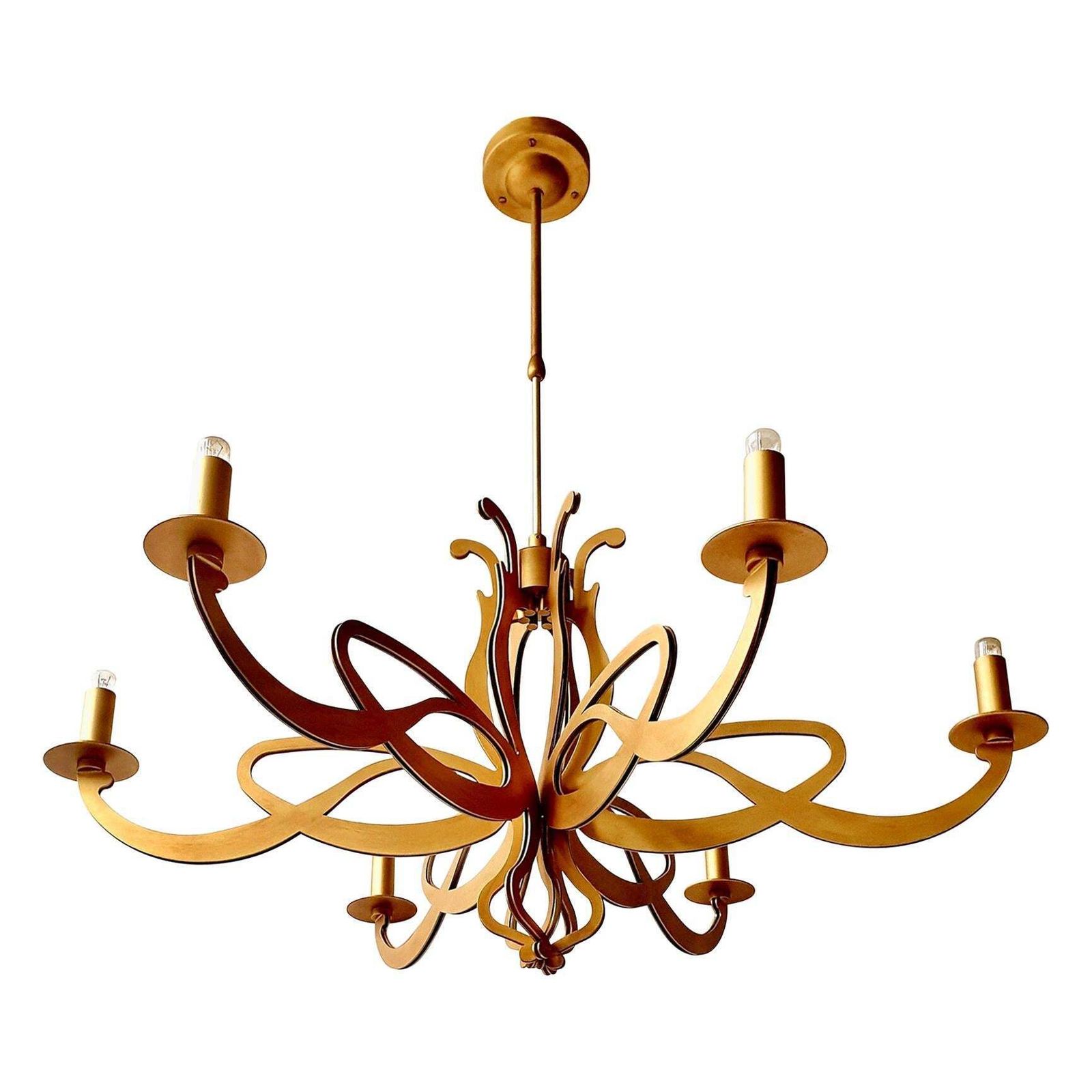 Elegant Large Art Nouveau Hollywood Regency Style Chandelier