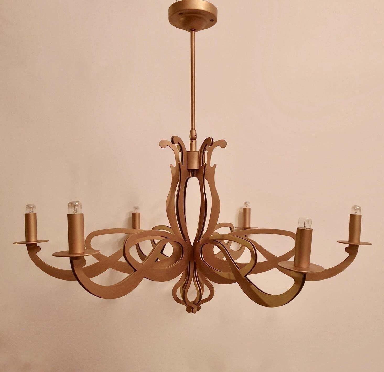 Elegant Large Art Nouveau Hollywood Regency Style Chandelier photo buy