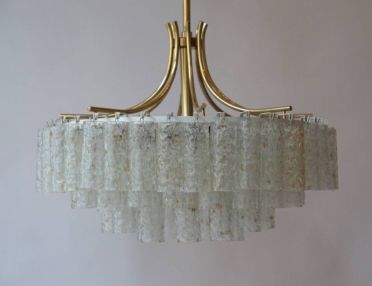 Glass Tube And Brass Chandelier By Doria, Germany photo vinterior