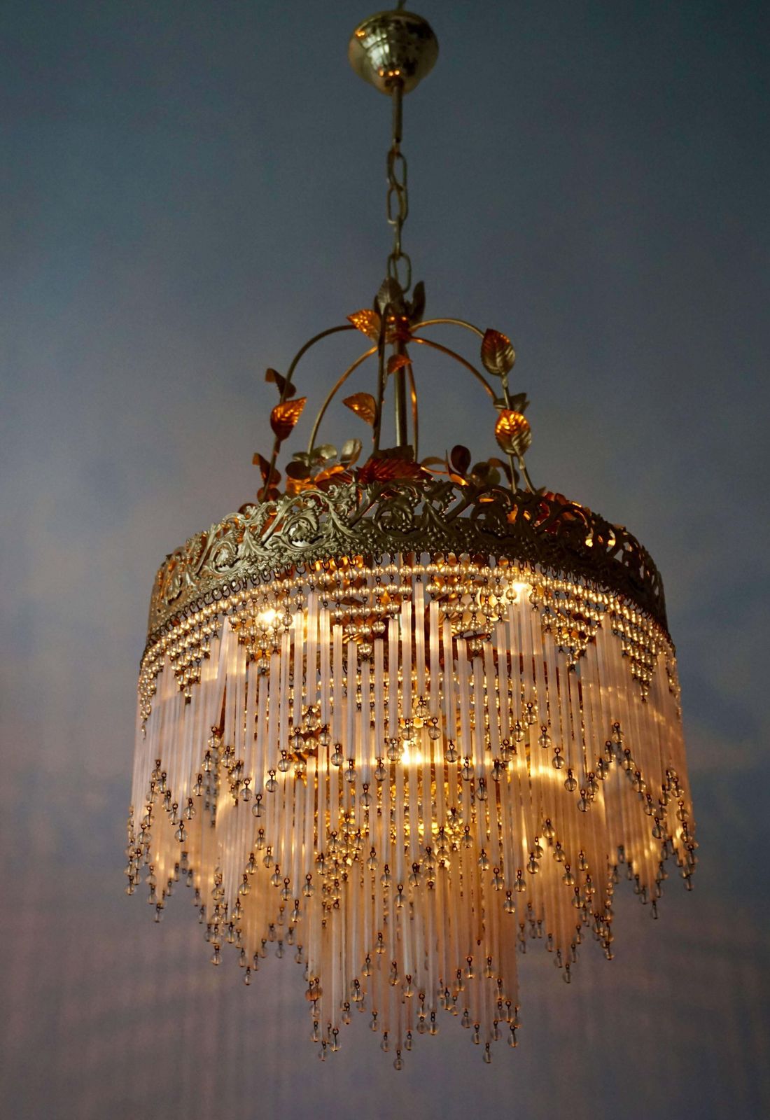 Italian Glass And Brass Chandelier photo 2380.0