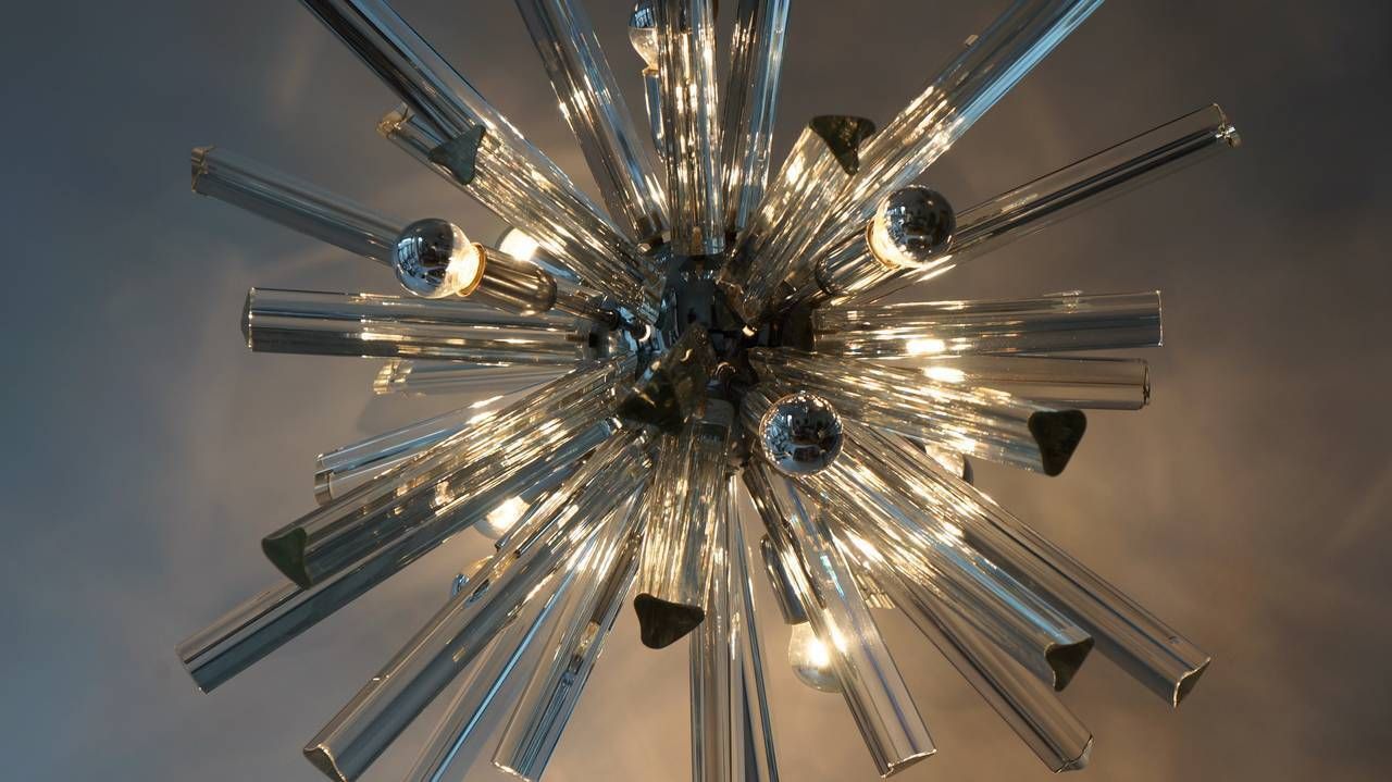 Mid Century Modernist Murano Glass Rod Sputnik Chandelier photo vinterior
