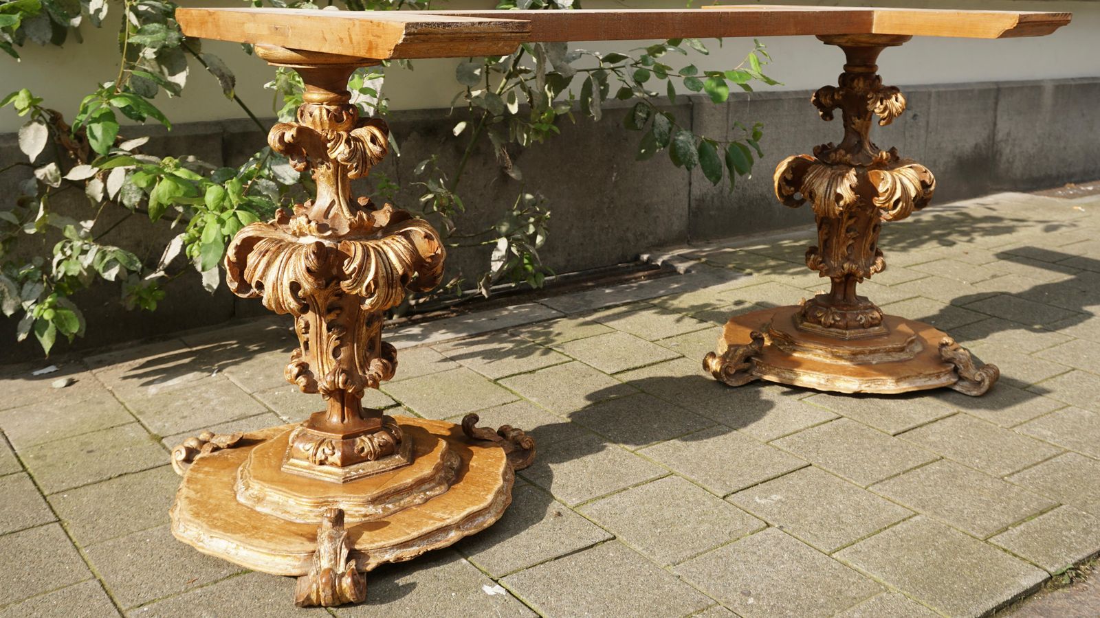 3399.0 Extraordinary Italian Baroque Gilt Wood Table Supports Early 18th Century photo