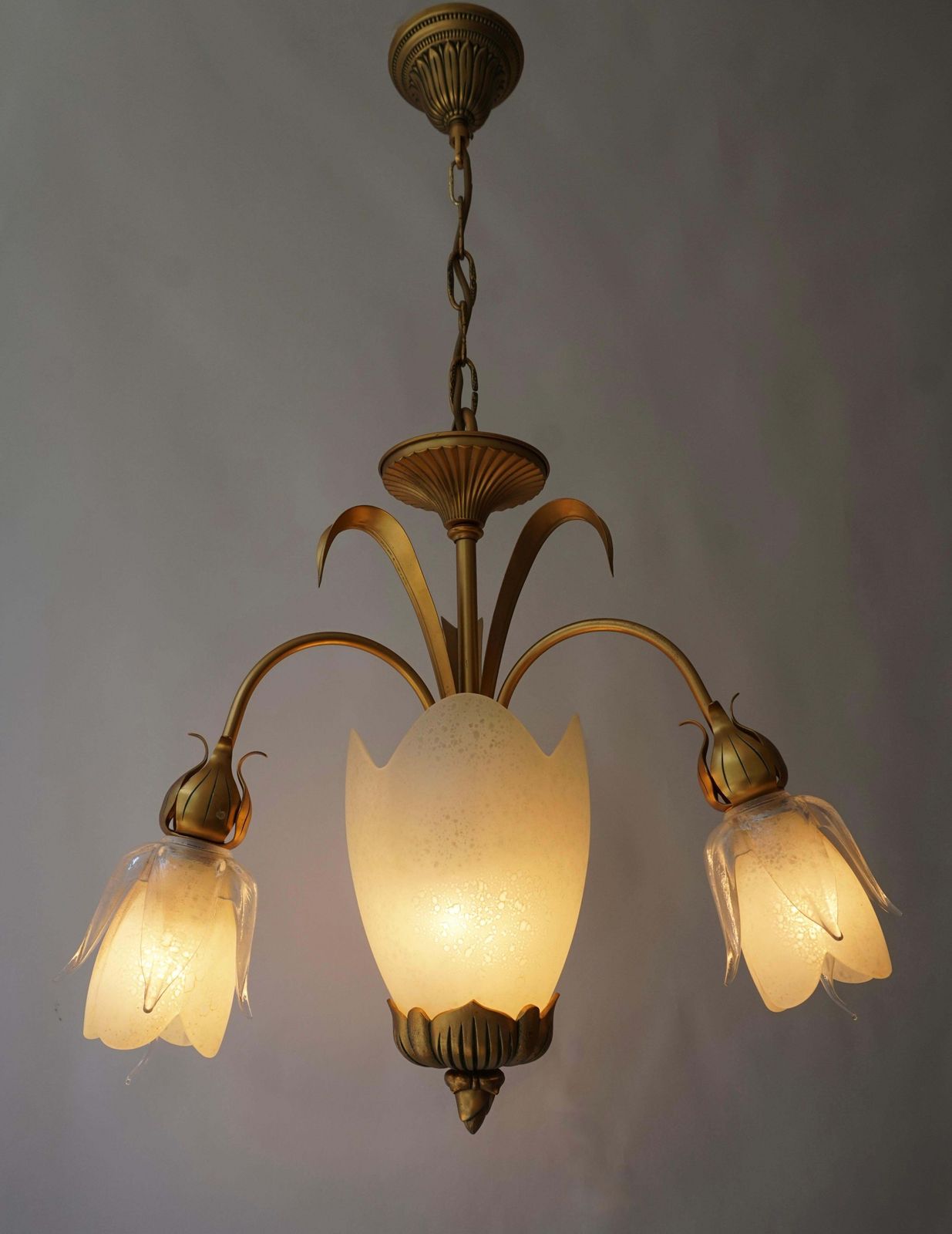 Italian Murano Glass Palm Tree Tulip Chandelier Or Flush Mount photo Lighting