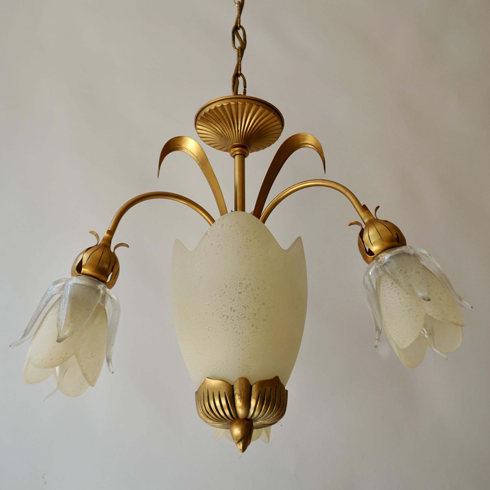 Italian Murano Glass Palm Tree Tulip Chandelier Or Flush Mount photo buy