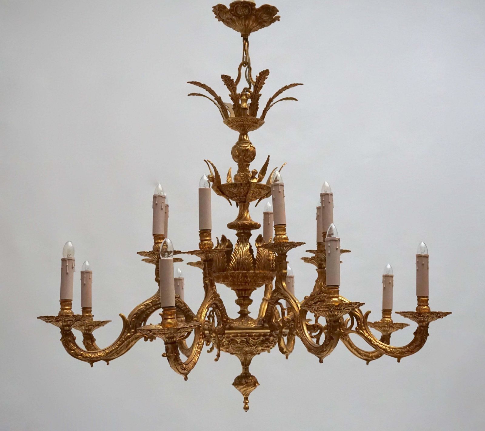 Large Gold Plated Sixteen Light Chandelier photo furniture