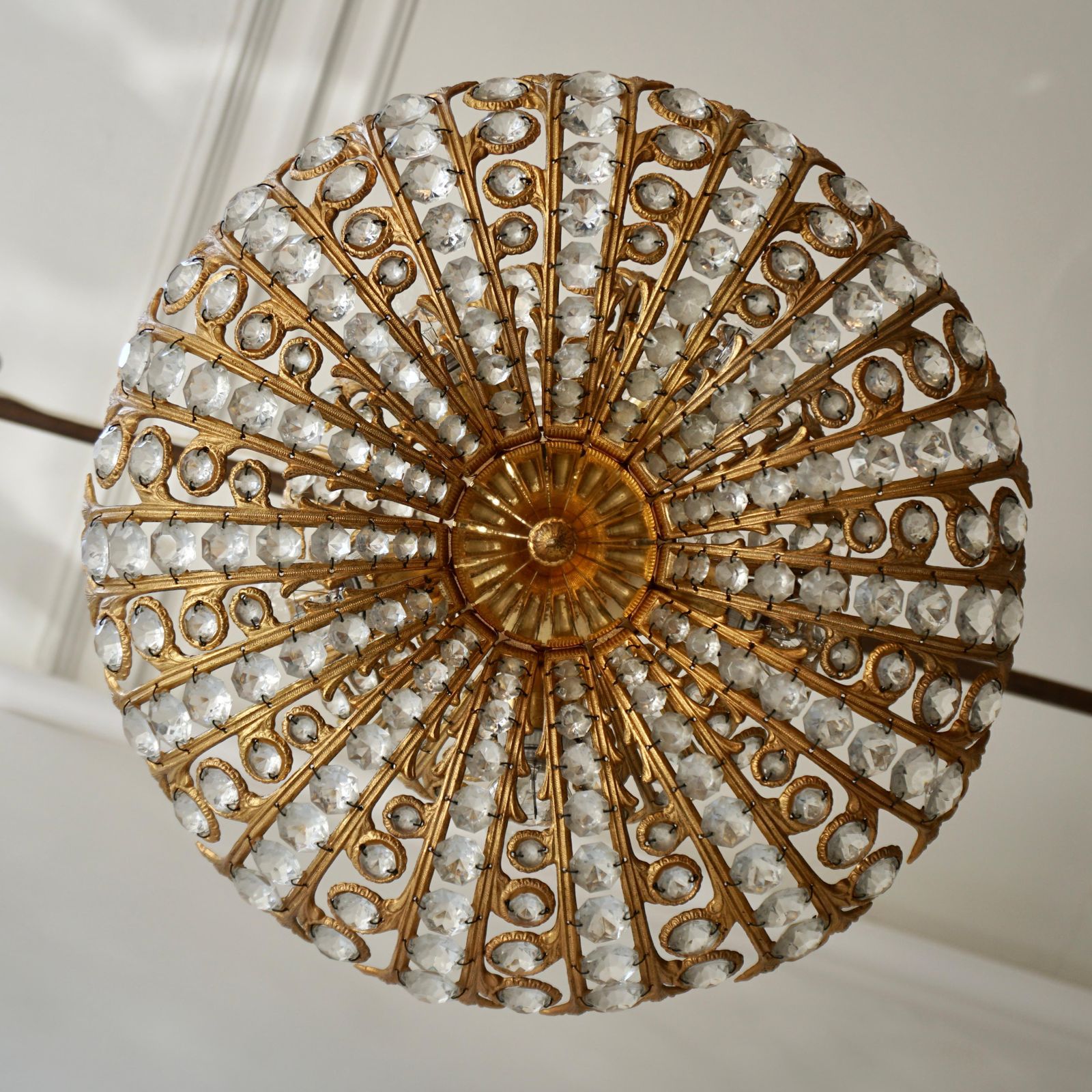photo furniture Spanish Brass And Crystal Chandelier By Ernest Palm For Palwa, 1970s