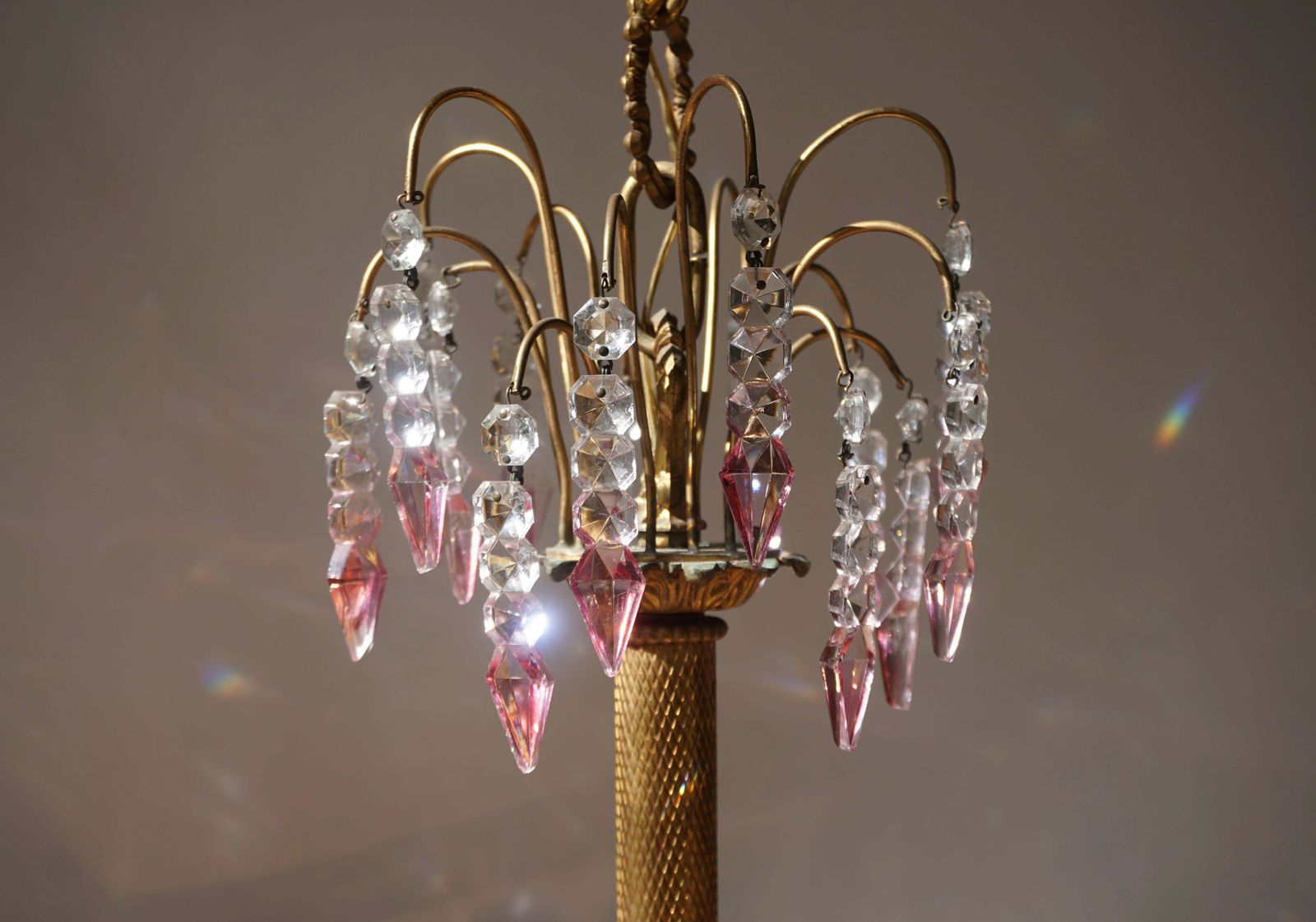 photo buy Rare Italian Chandelier With Pink Crystals And Pink Roses