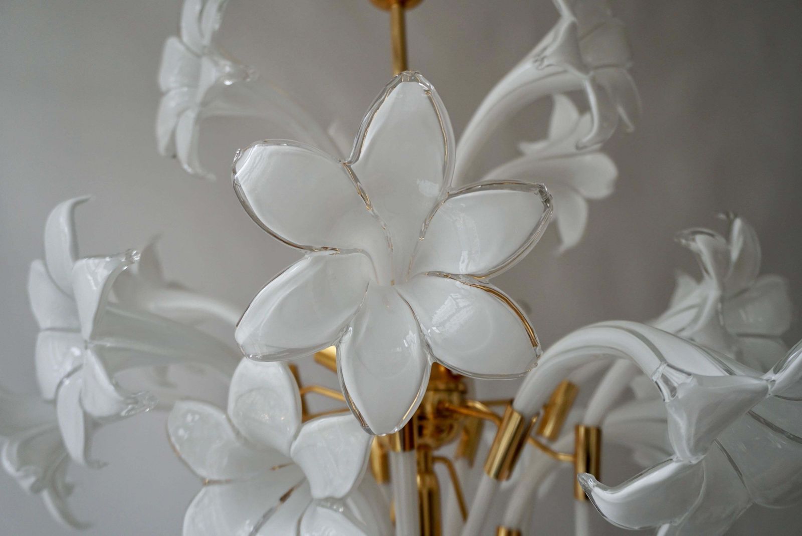 Mid Century Modern Chandelier Designed By Franco Luce With Murano Glass Flowers photo buy