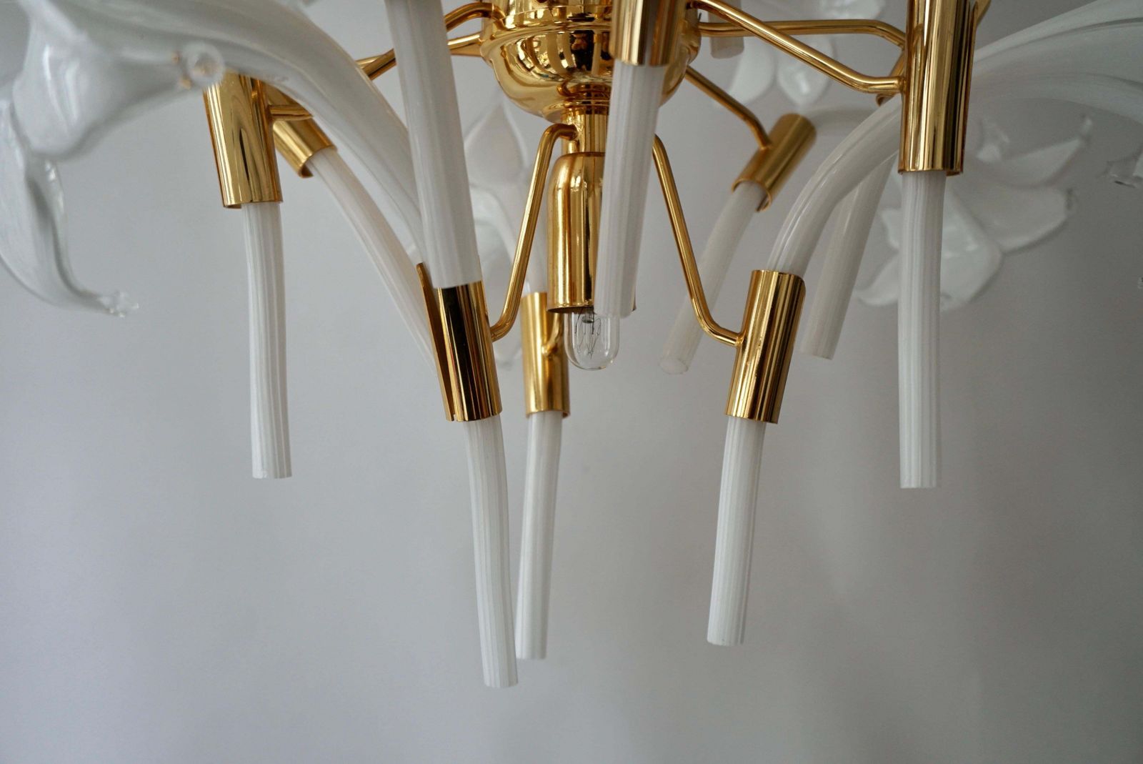 3697.0 Mid Century Modern Chandelier Designed By Franco Luce With Murano Glass Flowers photo