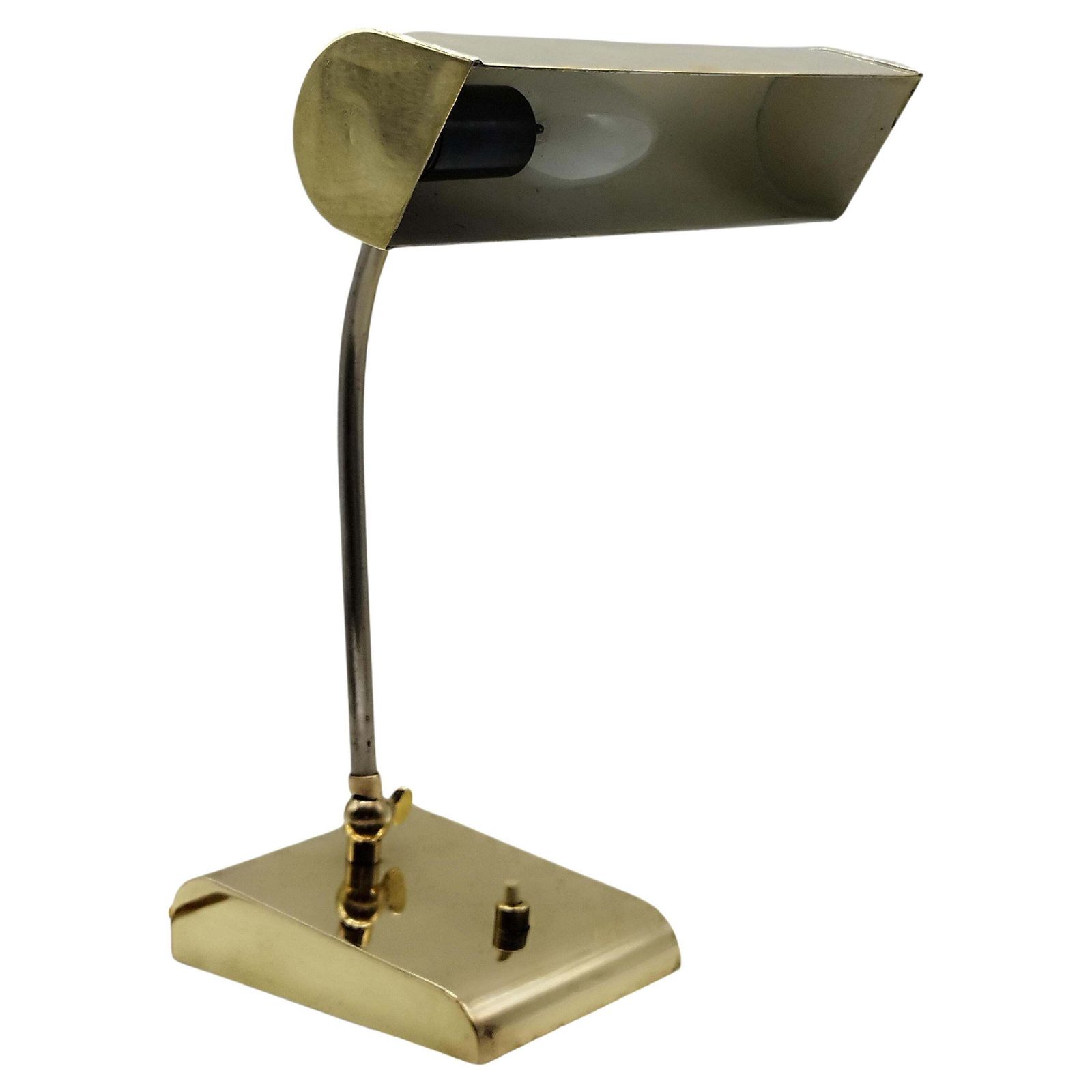 Ministerial Brass Table Lamp With Swivelling Lampshade, Italy 1950s