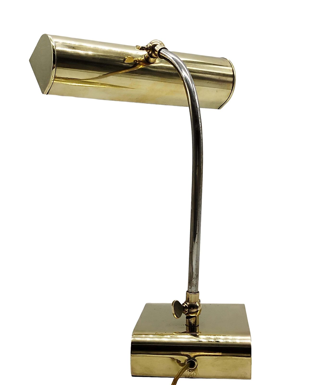 Ministerial Brass Table Lamp With Swivelling Lampshade, Italy 1950s photo Lighting