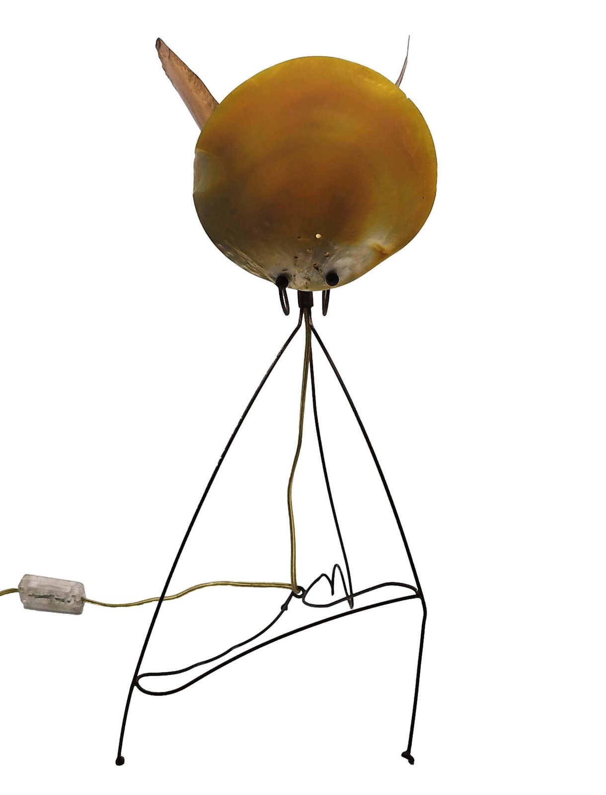 Copper And Mother Of Pearl Flower Shaped Table Lamp, Italy 1970s photo furniture