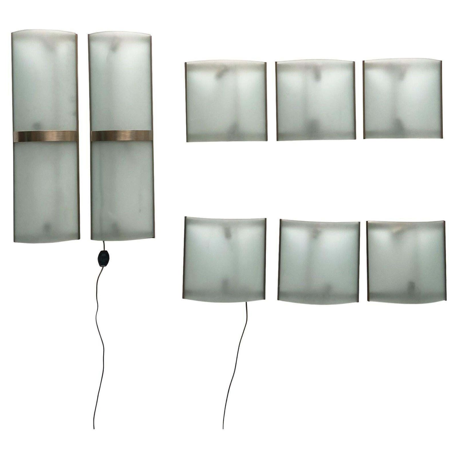 Fontana Arte Style Set Of 8 Wall Lamps, Italy, 1960s