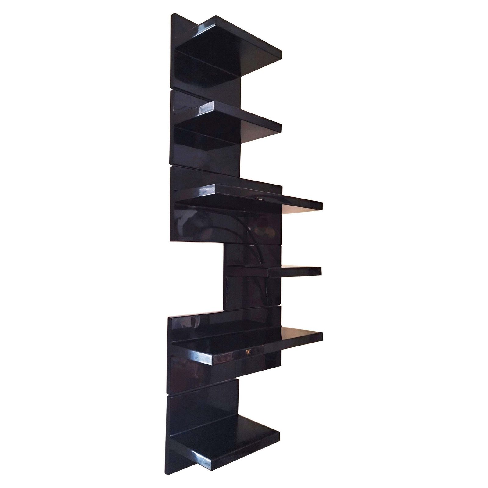 Marcello Siard For Kartell Set Of 6 Black Plastic Shelves, Italy  1970s