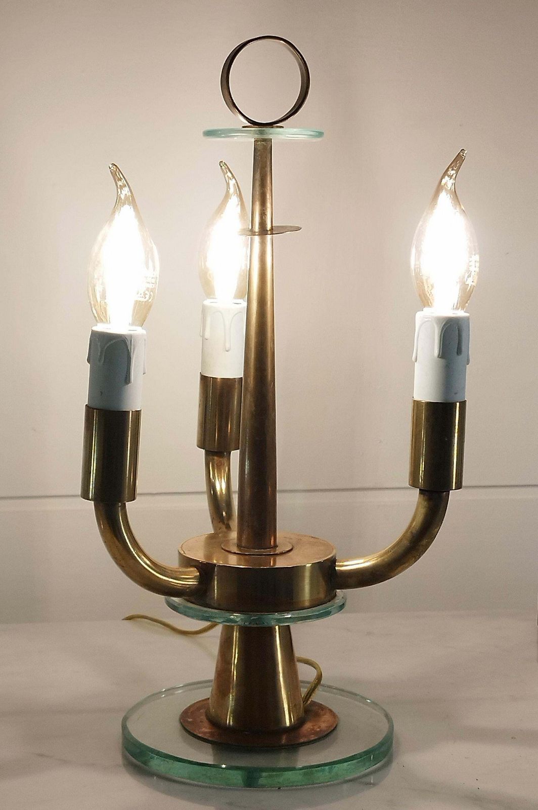 Pietro Chiesa Fontana Arte Style Brass Table Lamp, Italy, 1940s photo for sale