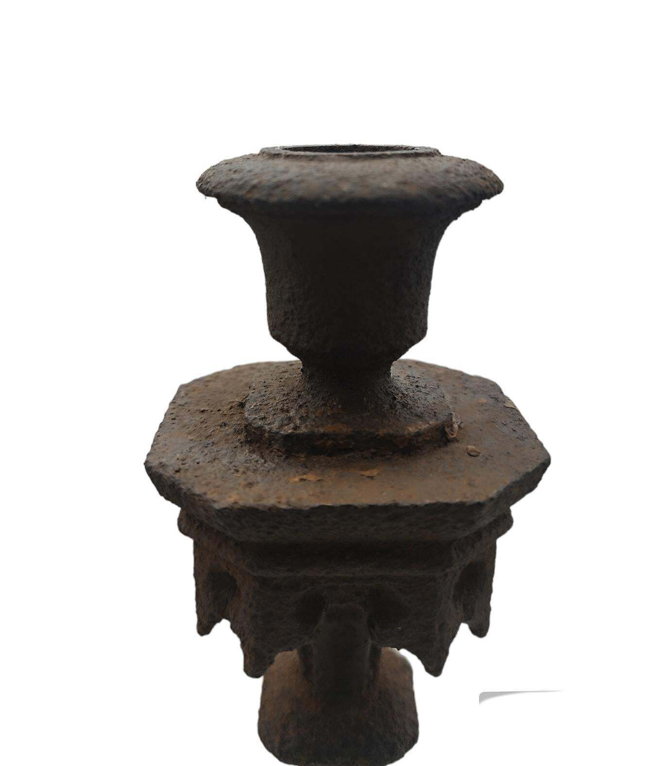 Pair Of Neo Gothic Iron Altar Candlesticks, Italy, 19th Century photo Home Decor