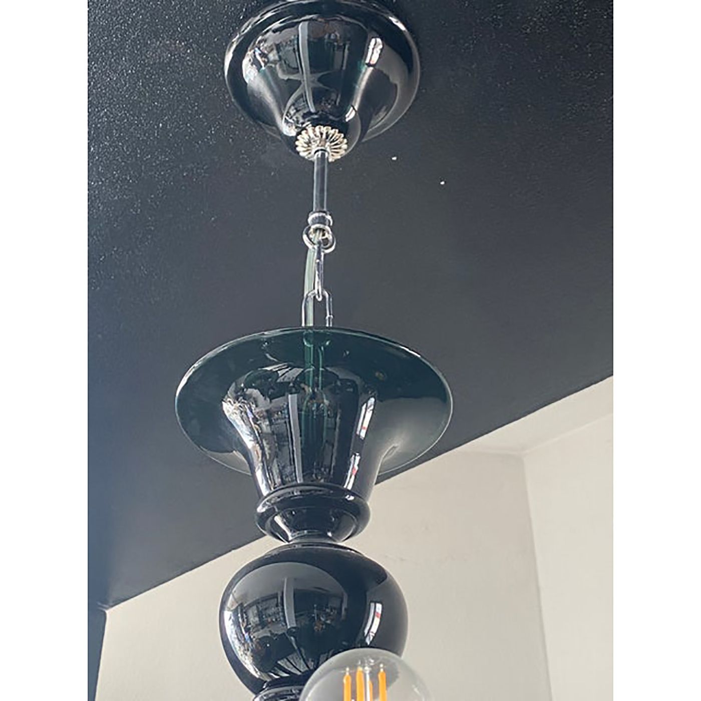 Contemporary Translucent Green Petrol Murano Style Glass Chandelier photo vinterior