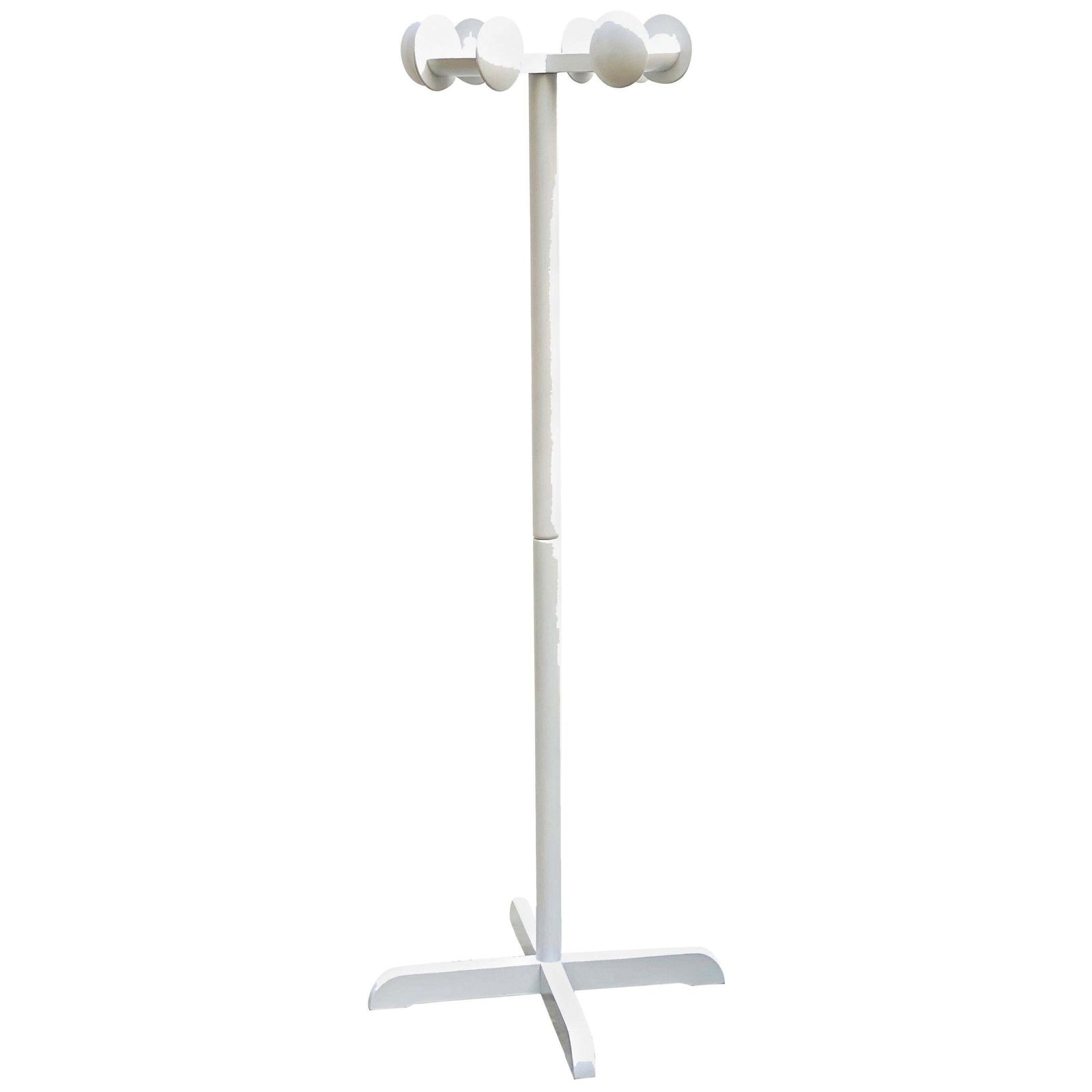 Modern White Lacquered Wood Coat Rack, Italy, 1970s