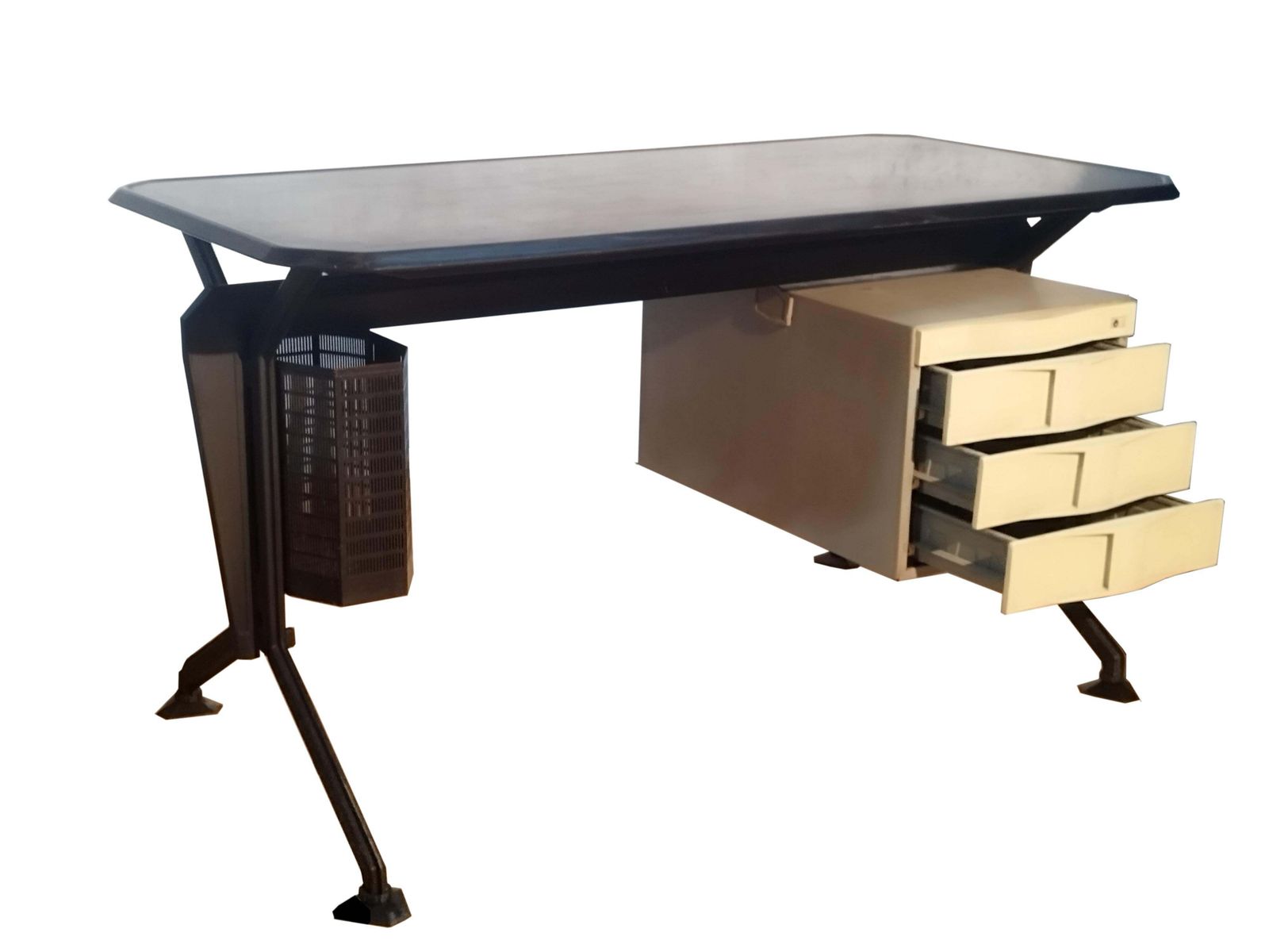 Studio Bbpr For Olivetti Sintesis "Arco" Office 3 Drawer Desk, Italy 1960s photo for sale