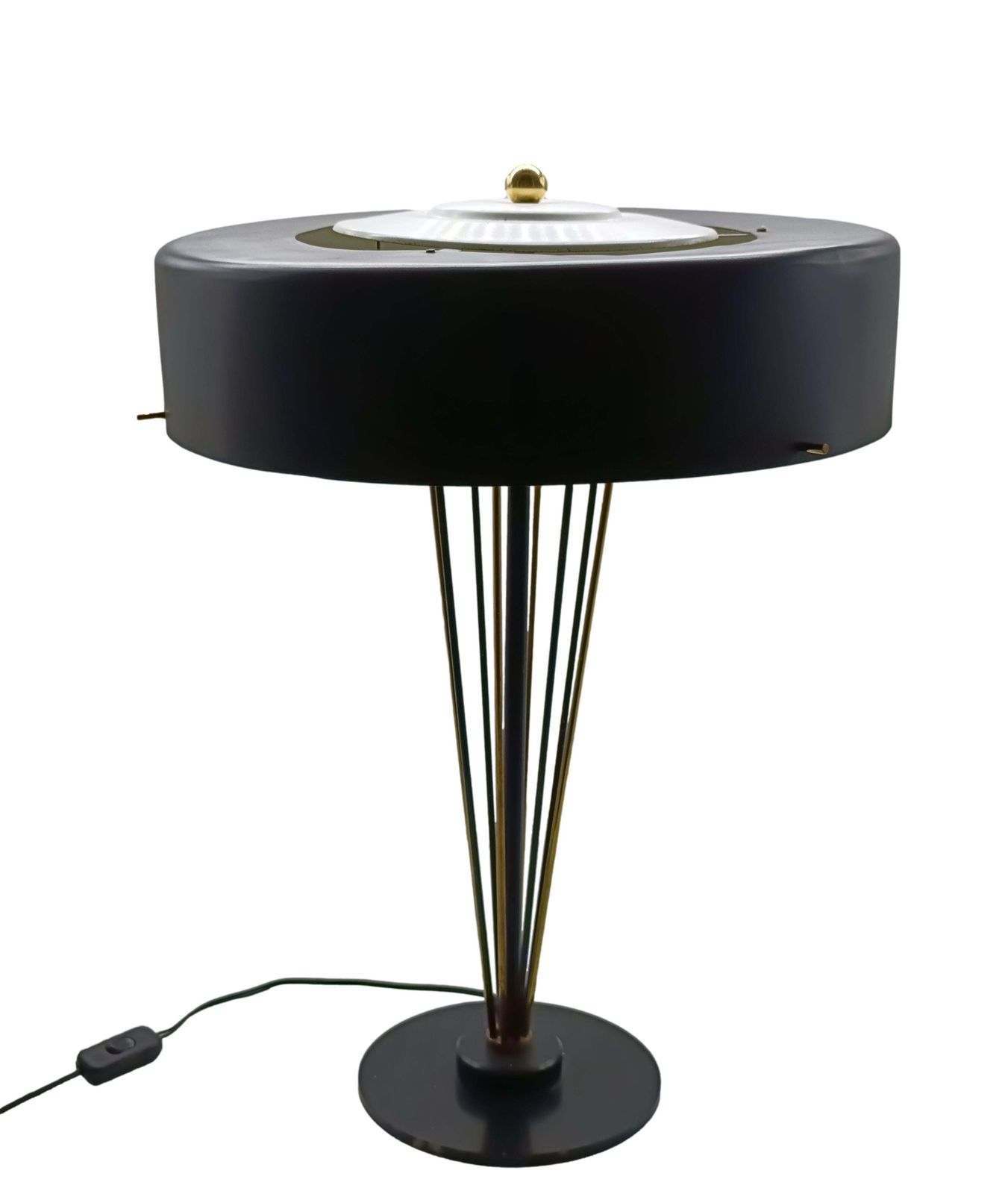 Oscar Torlasco Attrib. Brass And Painted Metal Table Lamp, Italy 1960s photo furniture