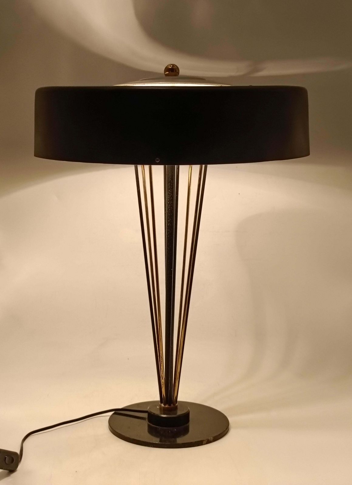 Oscar Torlasco Attrib. Brass And Painted Metal Table Lamp, Italy 1960s photo buy