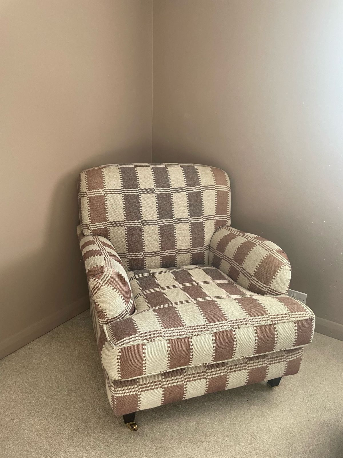 Beautiful Howard Style Chair In William Yeoward Basket Weave Fabric   Fixed Back photo furniture
