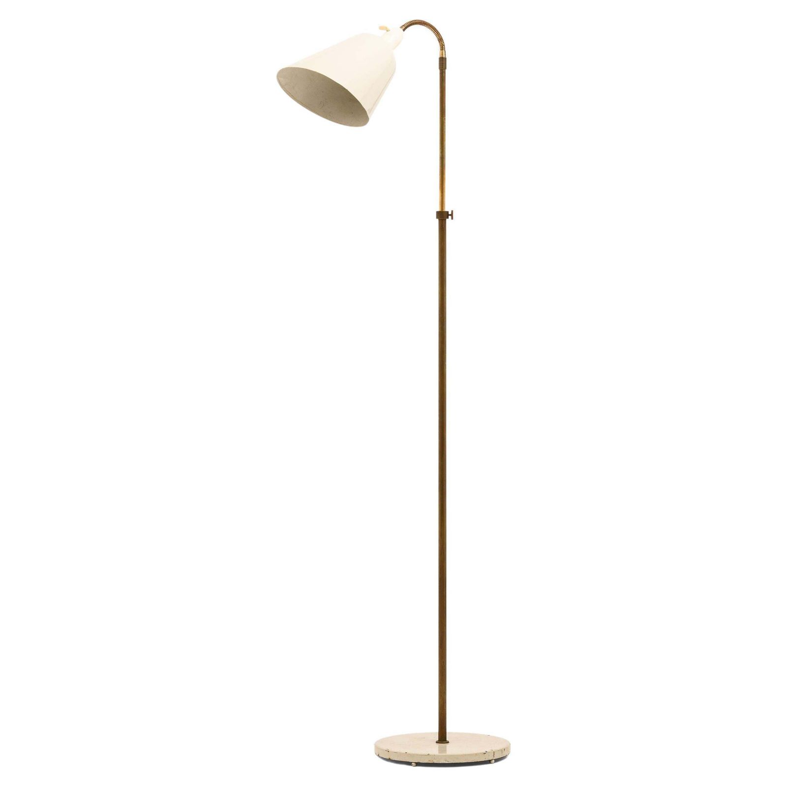 Early Floor Lamp In Brass And Lacquered Metal By Arne Jacobsen, 1950's