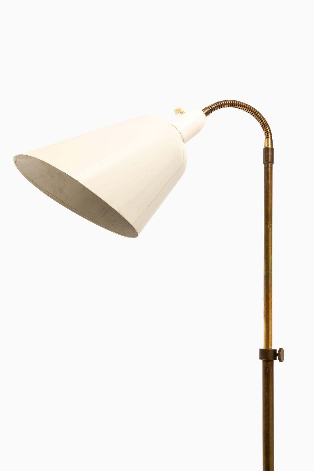 Early Floor Lamp In Brass And Lacquered Metal By Arne Jacobsen, 1950's photo for sale