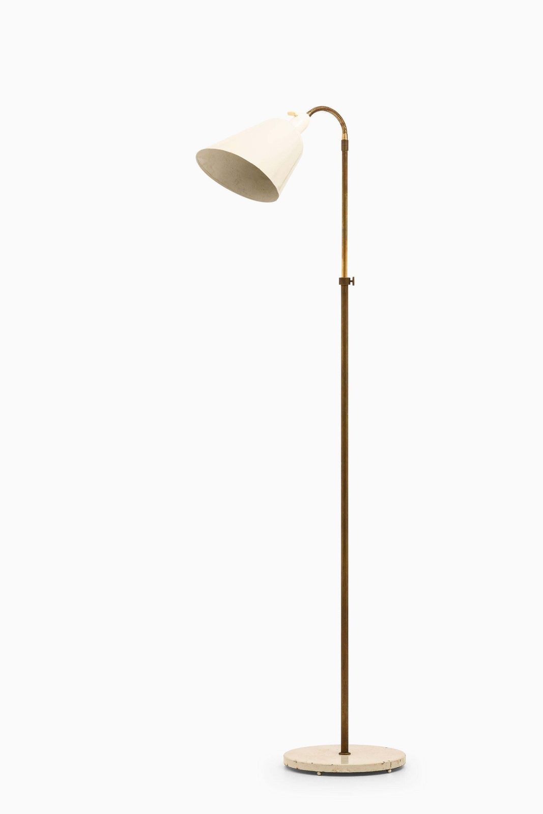 Early Floor Lamp In Brass And Lacquered Metal By Arne Jacobsen, 1950's photo vintage