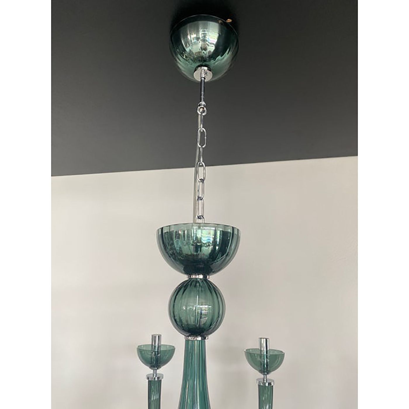 Murano Style Glass Chandelier In Light Green Italian Art Glass photo Lighting