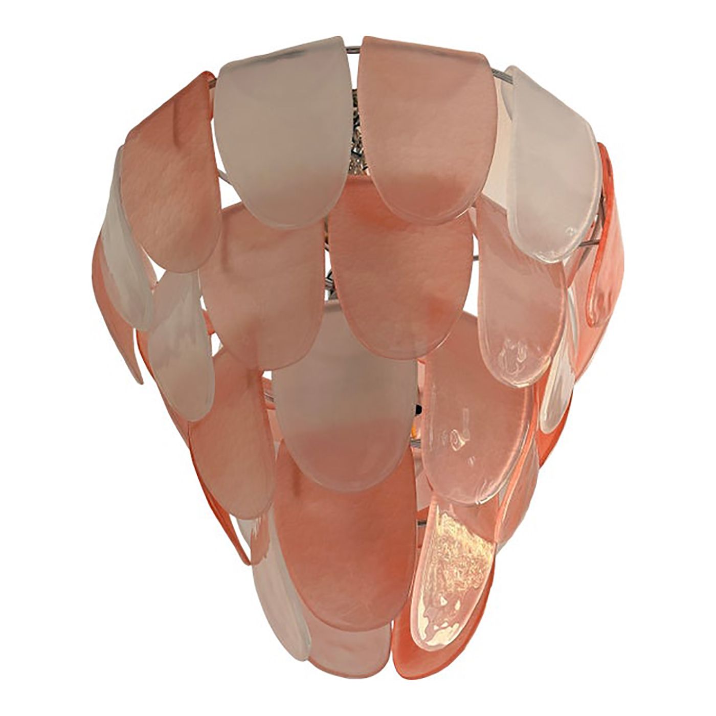 Contemporary Modern Sanded Pink "Petals" Murano Style Glass Chandelier