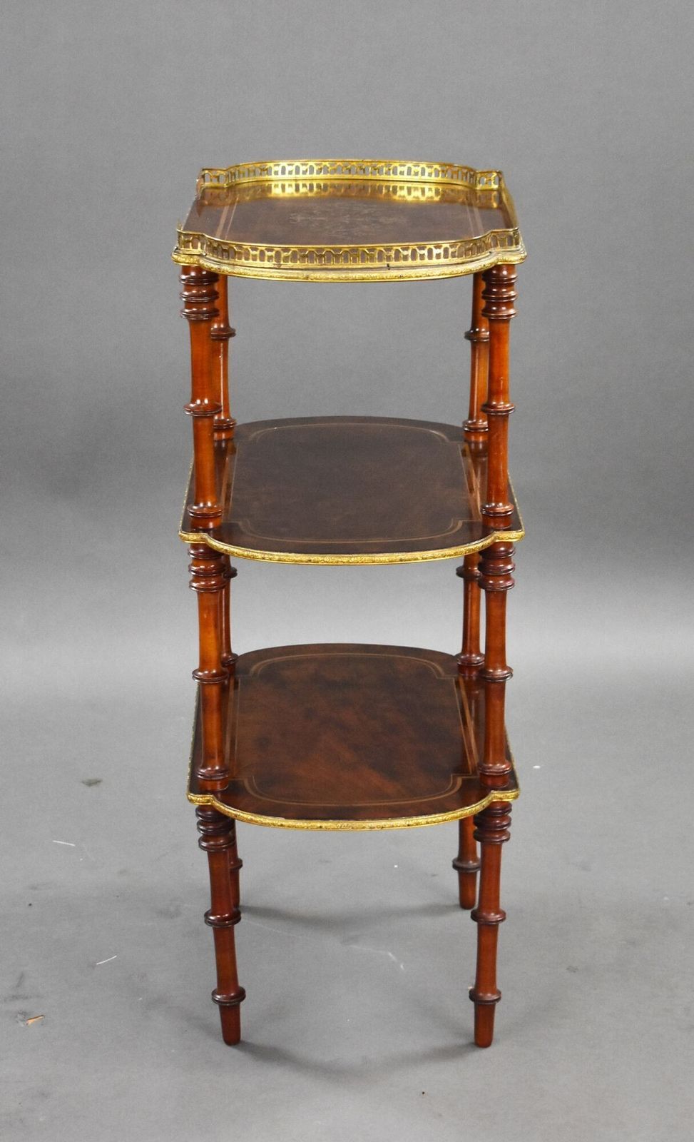 19th Century French Walnut Brass Inlaid Etagere photo vinterior