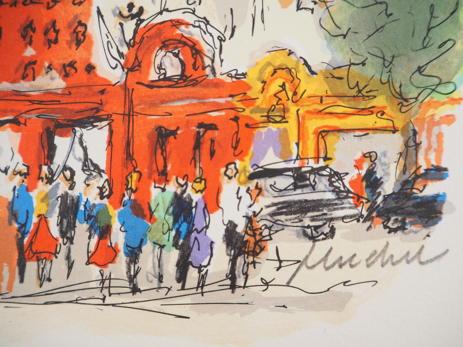 Urbain Huchetmontmartre : Le Moulin Rouge   Original Lithograph, Handsigned And Numbered1970 photo furniture