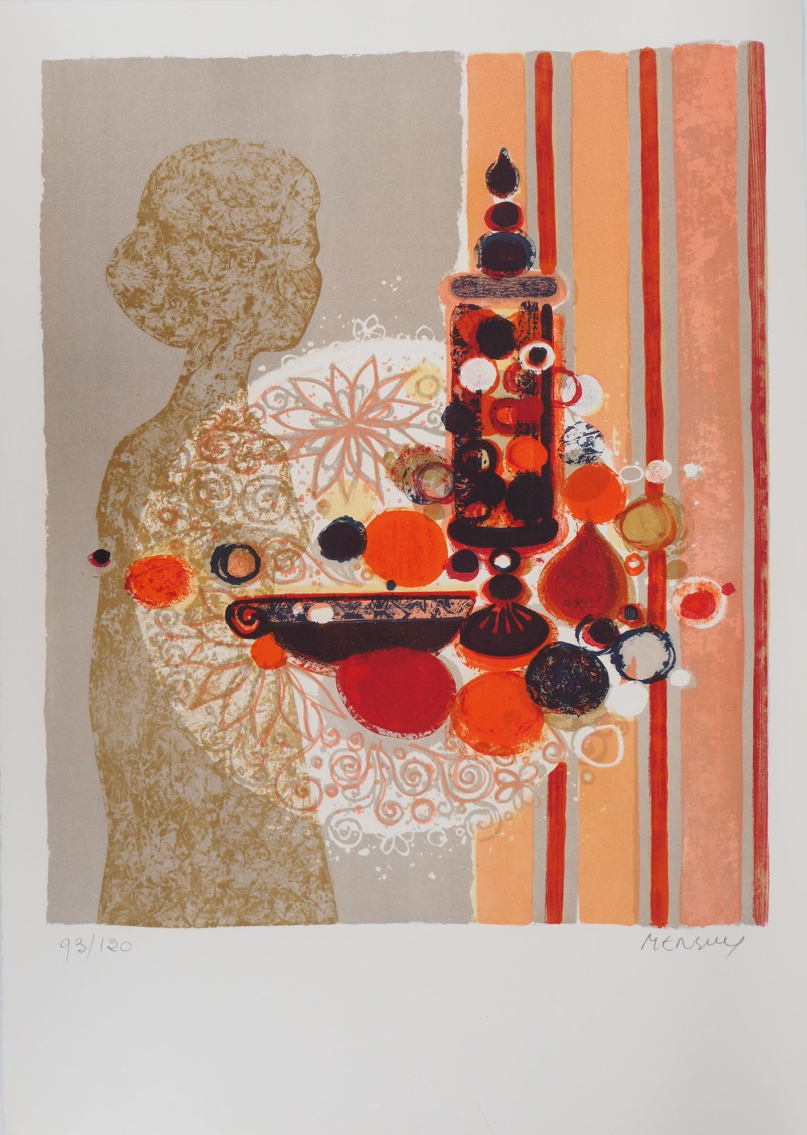 Frederic Menguywoman With Fruits   Original Lithograph Handsigned Numbered1972