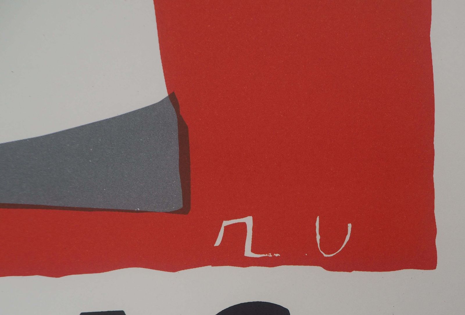 Raoul Ubacabstract Composition In Black And Red   Original Lithograph (Mourlot)1950 photo furniture