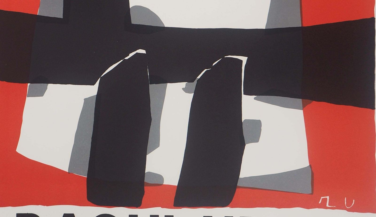 Raoul Ubacabstract Composition In Black And Red   Original Lithograph (Mourlot)1950 photo 127.0