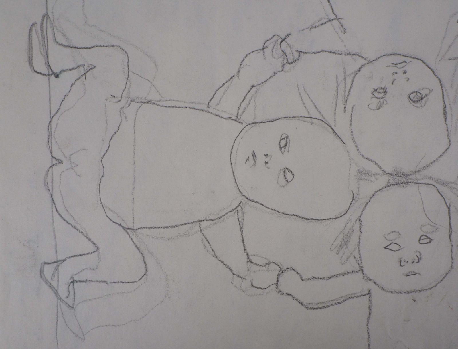 Leonard Tsuguharu Foujitaplaying Kids   Original Pencil Drawing, Handsignedc. 1950 photo Art