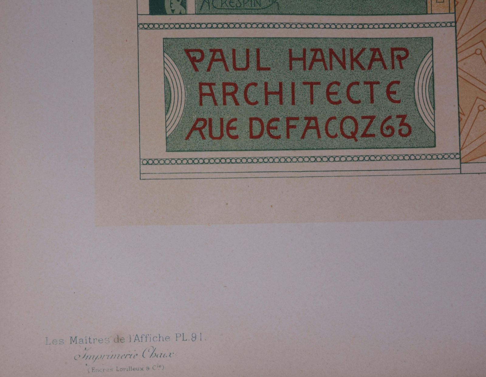 Adolphe Crespinthe Architect (Paul Hankar)   Lithograph (Les Maîtres De L'affiche), 18951897 photo Art