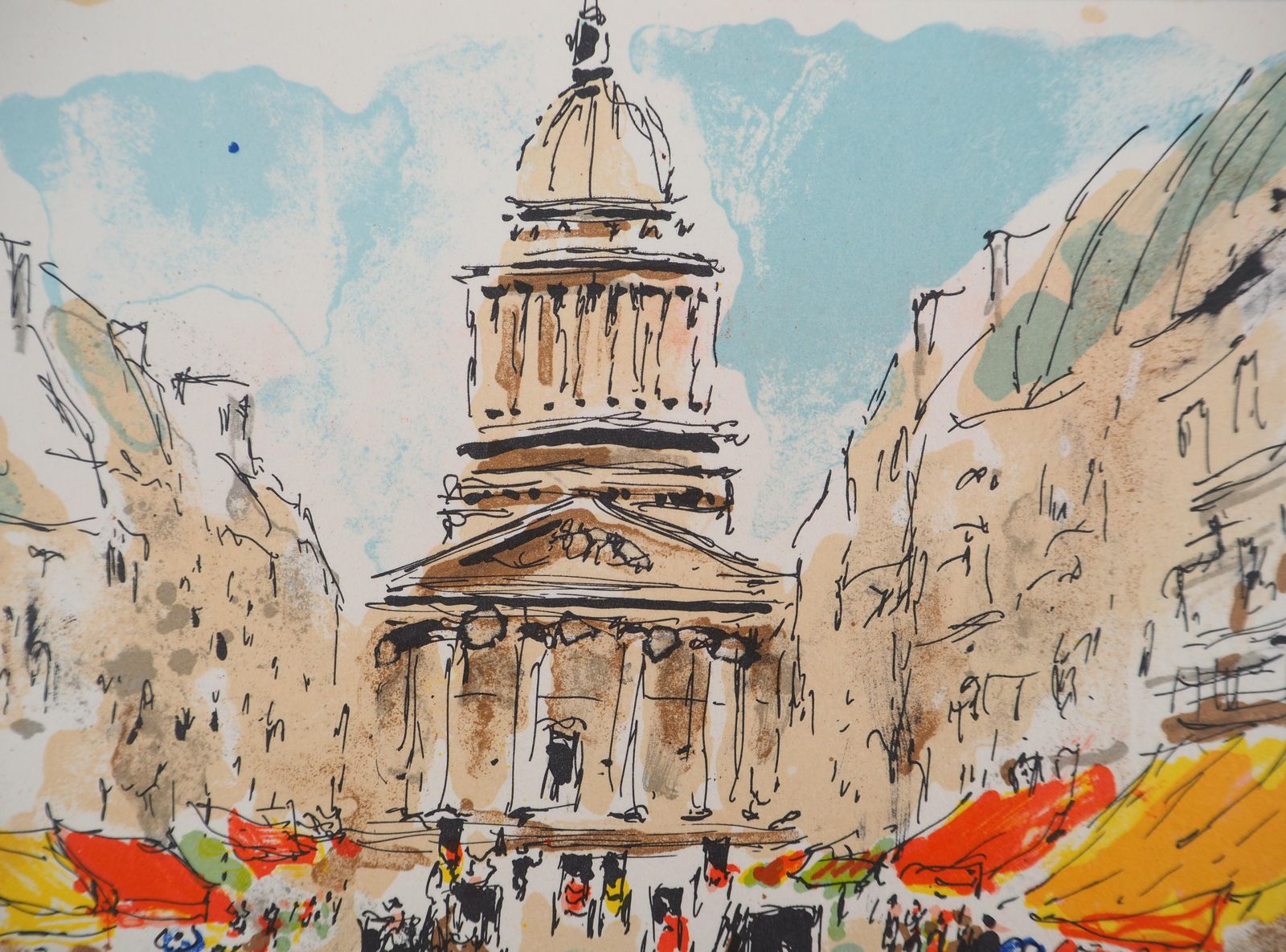 Urbain Huchetparis : Quartier Latin & Pantheon   Original Lithograph Handsigned And Numbered1980 photo furniture